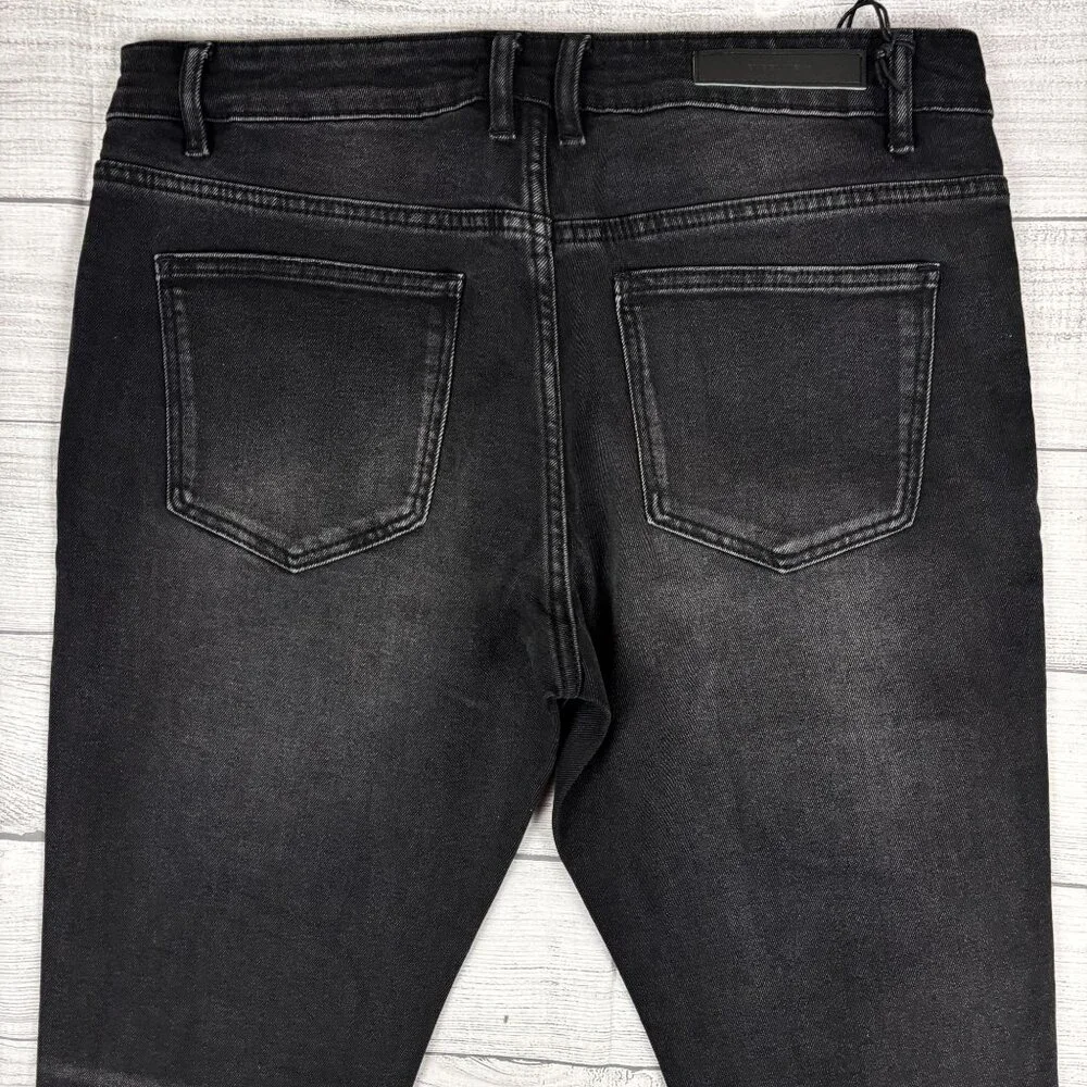 Embellish Mens Black Distressed Skinny Jeans With Colorful Patches Size 34 - Picture 12 of 16